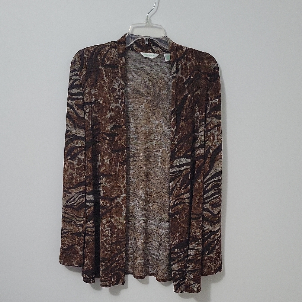 Laura Ashley Lightweight Open Front Animal Print Cardigan, Size Medium